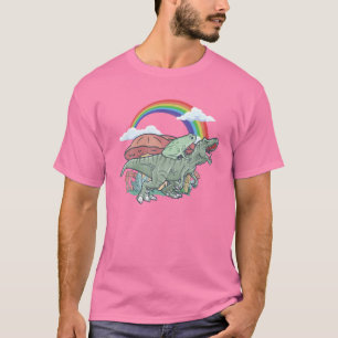 Cottagecore Aesthetic Frog Riding A Rex Dinosaur T Shirt