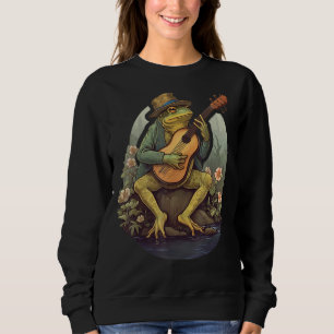 Cottagecore Aesthetic Frog Spela Banjo på Mushro T Shirt