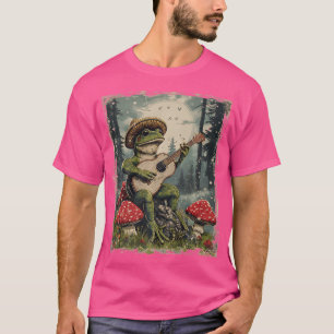 Cottagecore Aesthetic Frog with Banjo Guitar under T Shirt
