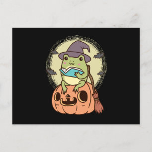 Cottagecore Aesthetic Frog with Witch Hat Vykort