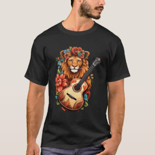 Cottagecore Aesthetic Lejon Spelar Guitar T Shirt