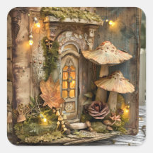 Cottagecore Älvhus Scrapbook Klistermärke