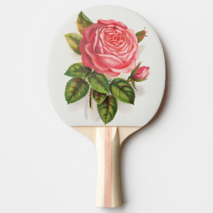 Cottagecore Antik Rosa Ros Blommig Illustration Pingisracket