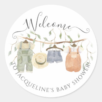 Cottagecore Barnkläders Welcome Boy Shower Runt Klistermärke