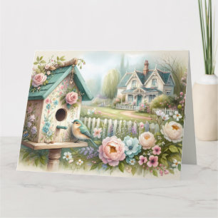 Cottagecore Birdhouse med Blommigt Garden Kort