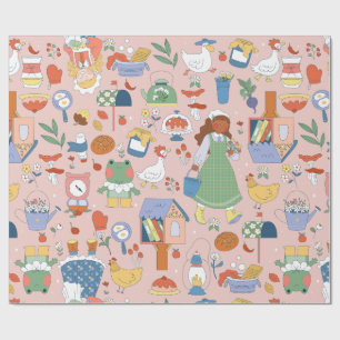 cottagecore Black african Girl bibliotek anka retr Presentpapper