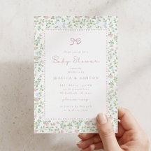 Cottagecore Blommig Band Babyshower Inbjudan