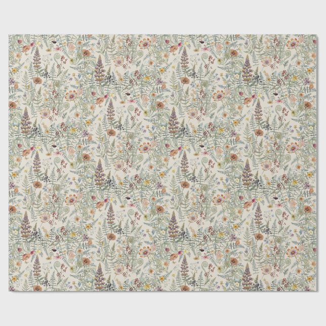 Cottagecore Blommig Vildblomma Inpackningspapper Presentpapper (Platt)