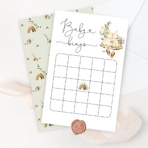 Cottagecore boho-daghem, babyduschbingo-spel