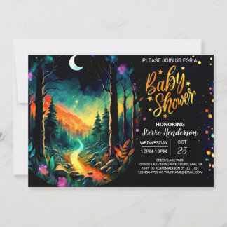 Cottagecore Boho Woodland Baby Shower Inbjudningar