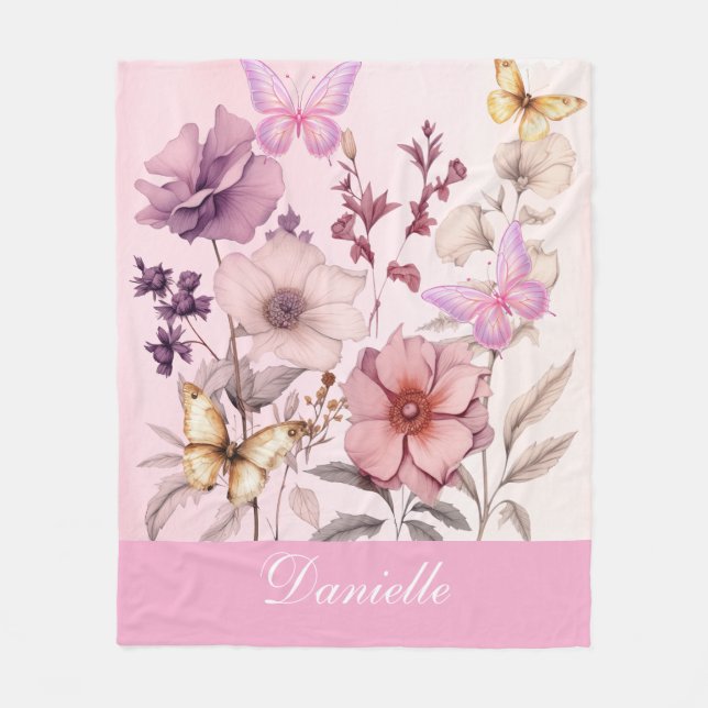 Cottagecore Butterfly Garden Fleecefilt (Framsidan)