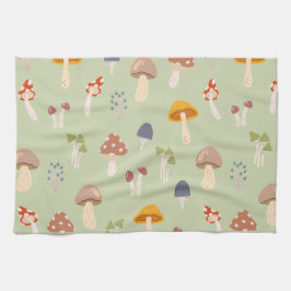Cottagecore Colorful Svampar Mönster Kökshandduk