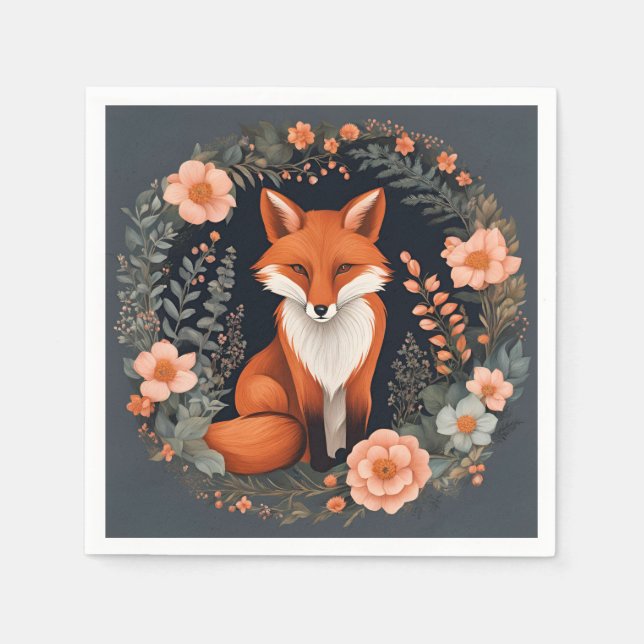 Cottagecore  Cute Fox Pappersservett (Framsidan)