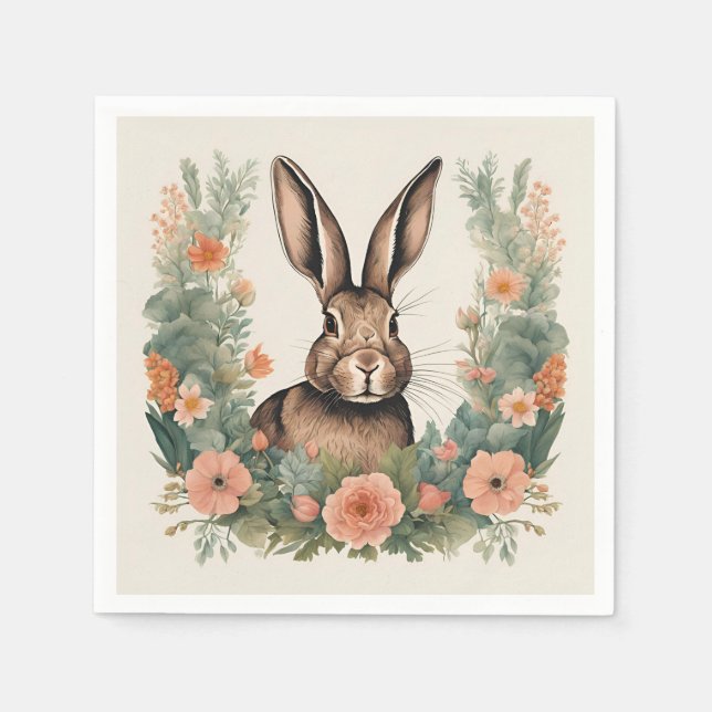 Cottagecore Cute Rabbit Pappersservett (Framsidan)