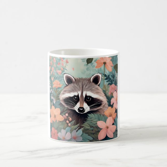 Cottagecore Cute Raccoon Kaffemugg (Center)