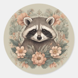 Cottagecore Cute Raccoon Runt Klistermärke
