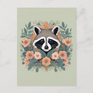 Cottagecore Cute Raccoon Vykort
