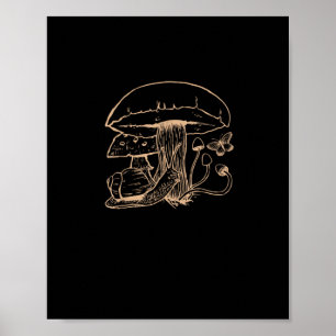 Cottagecore Estetik Goblincore Svamp Snigel Poster