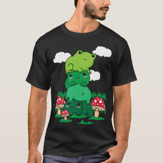 Cottagecore Estetik Kawaii Groda Hög Och Svamp T Shirt