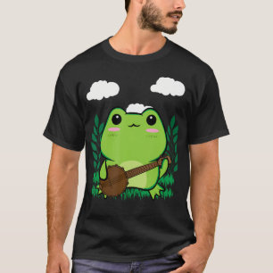 Cottagecore Estetik Söt Kawaii Groda Spelar Banjo T Shirt