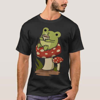 Cottagecore Estetisk Groda Dricker Kaffe Te I T Shirt