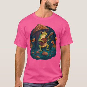 Cottagecore Estetisk Groda Spelar Banjo På Svamp T Shirt