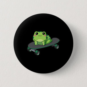 Cottagecore Estetisk Kawaii Skateboardande Groda S Knapp