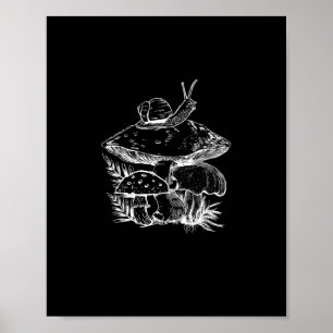 Cottagecore Estetisk Svamp Snigel Svampar Goblinc Poster