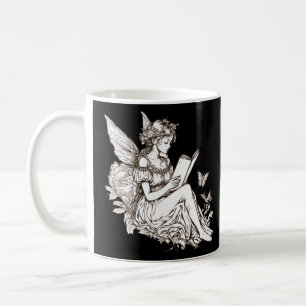 Cottagecore Fairy Reading Bok Librarian Bookworm Kaffemugg