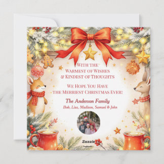 Cottagecore Fox Custom Photo Christmas Card Julkort