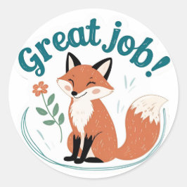 Cottagecore Fox "Great Job" Sticker Set Runt Klistermärke