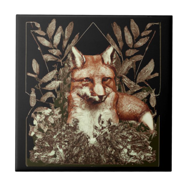 Cottagecore Fox-Vintage Kakelplatta (Framsidan)