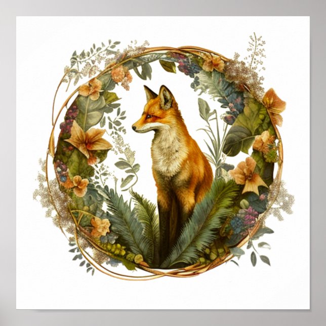 Cottagecore Fox-Vintage Poster (Framsidan)