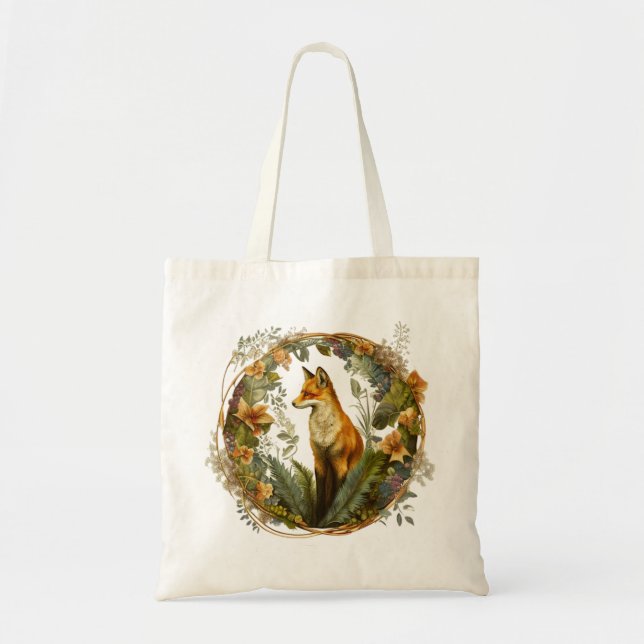 Cottagecore Fox-Vintage Tygkasse (Framsidan)