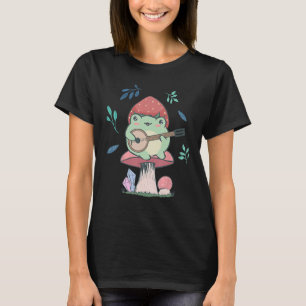 Cottagecore Frog Sitta on Mushroom Spela Banjo T Shirt