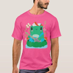 Cottagecore Frog Spela Banjo Mushroom Hat Kawaii T Shirt