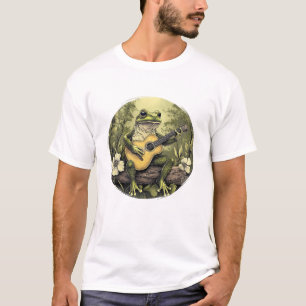 Cottagecore Frog with Acoustic Guitar Älskare Wome T Shirt