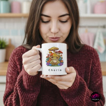 Cottagecore Frog with Flowers and Mushrooms