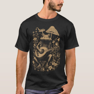 Cottagecore Groda Med Akustisk Gitarr Svamp Aestet T Shirt