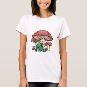 Cottagecore-groda med svamphus t shirt
