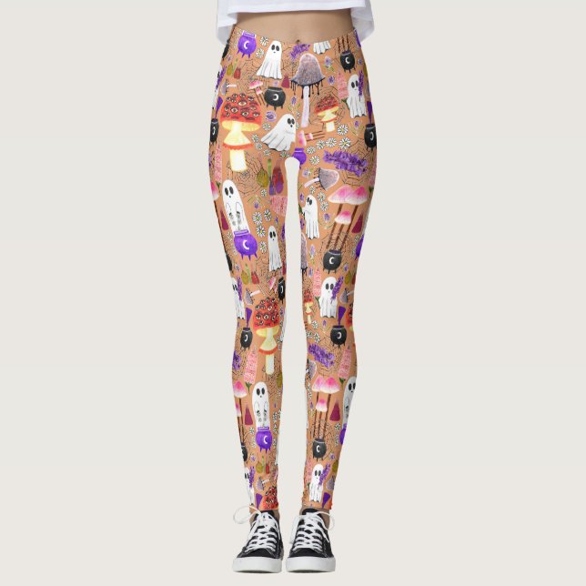 Cottagecore Halloween Ghouls Leggings (Framsida)