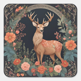 Cottagecore Hjort Fyrkantigt Klistermärke