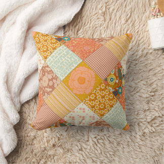Cottagecore Höst Floral Lappteknik Quilt Mönster Kudde