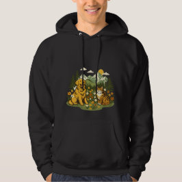 Cottagecore Hund Katt Bästa Vänner Vildblomma Hoodie