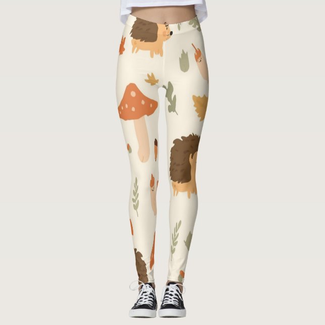 Cottagecore Igelkott Leggings (Framsida)