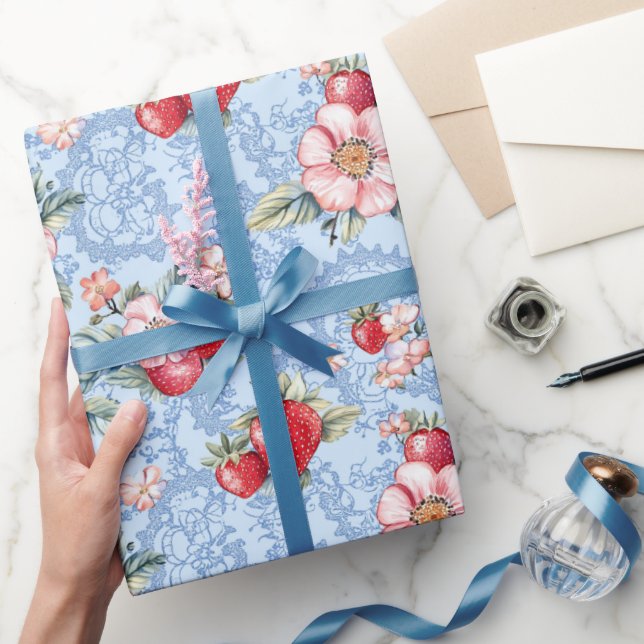 Cottagecore Jordgubb Muster  Presentpapper (Gifting)
