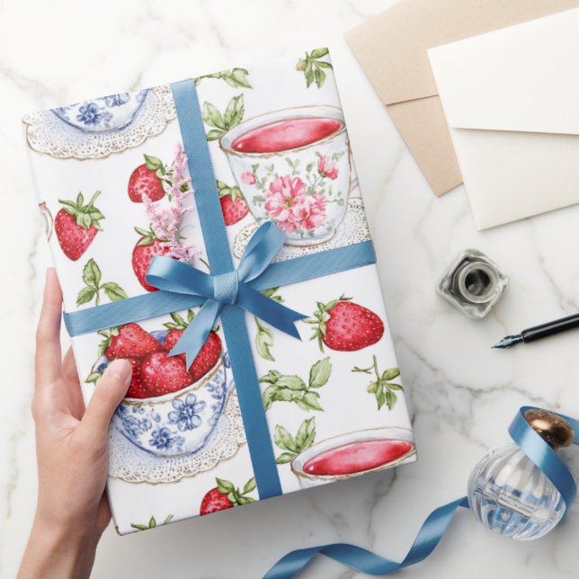 Cottagecore Jordgubb Muster  Presentpapper (Gifting)