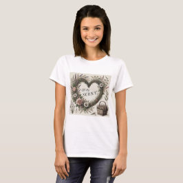 Cottagecore "Kärlek Scent" Blommigt Heart T-Shirt
