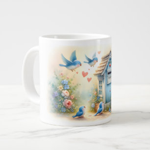 Cottagecore Kärleksbrev Blåfågel Postlåda Jumbo Mugg