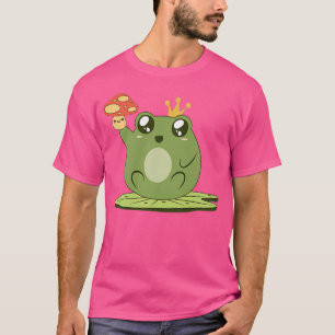 Cottagecore Kawaii Frog med cute Mushroom på vatte T Shirt